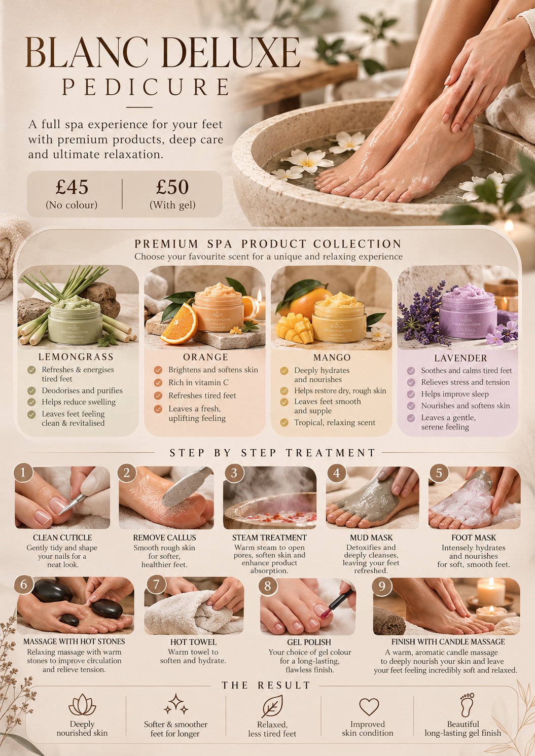 Blanc Deluxe Pedicure spa treatment